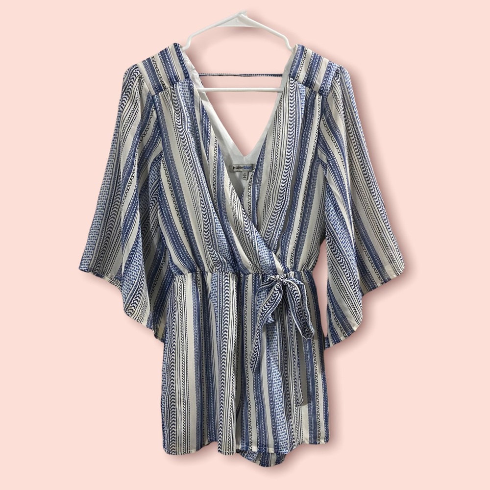 Airy Blue Bell Sleeve Romper - Perfect for Summer